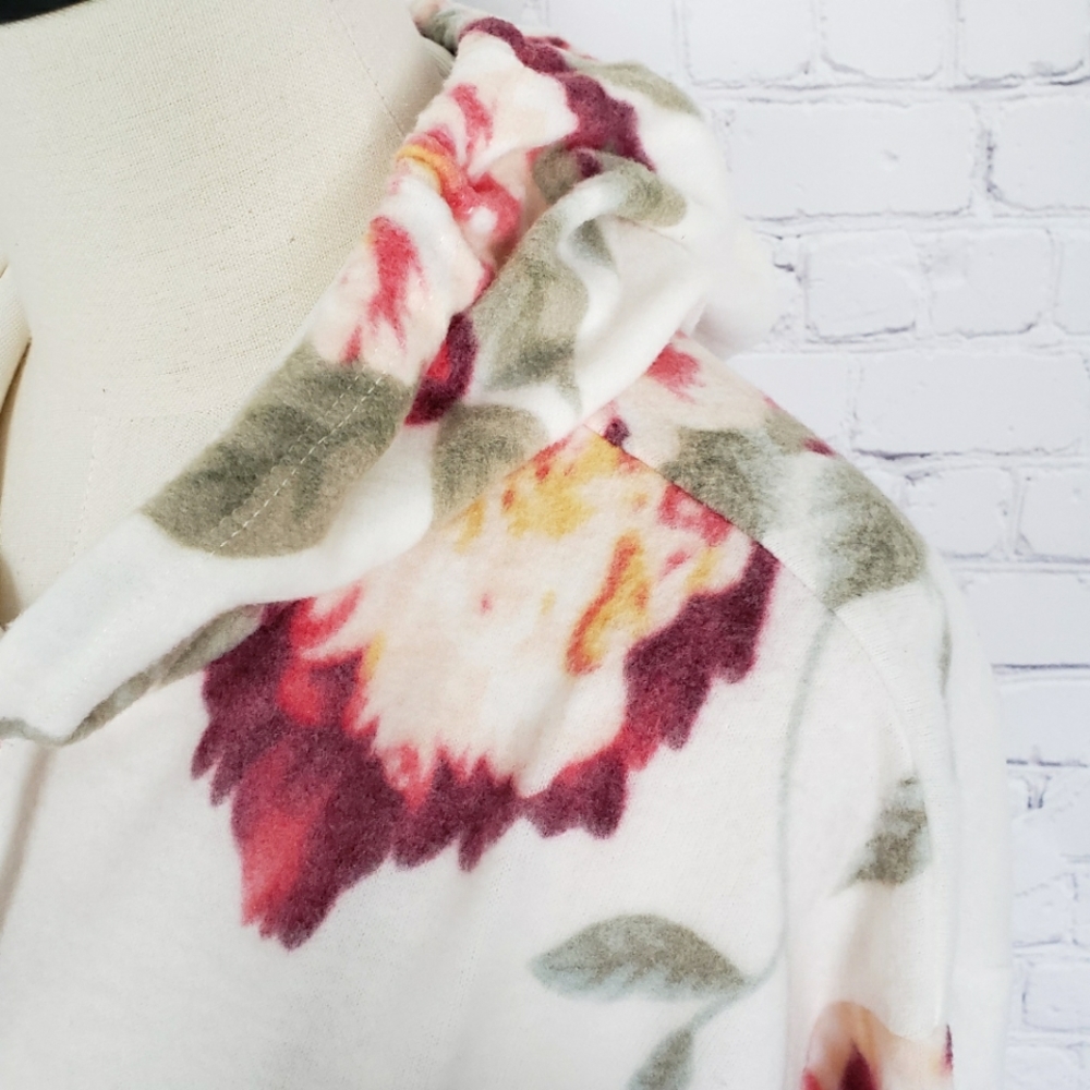 EXCLUSIVE ONE Long Sleeve Super Soft Cozy Fleece Floral Hoodie--NEW--L - Picture 4 of 14